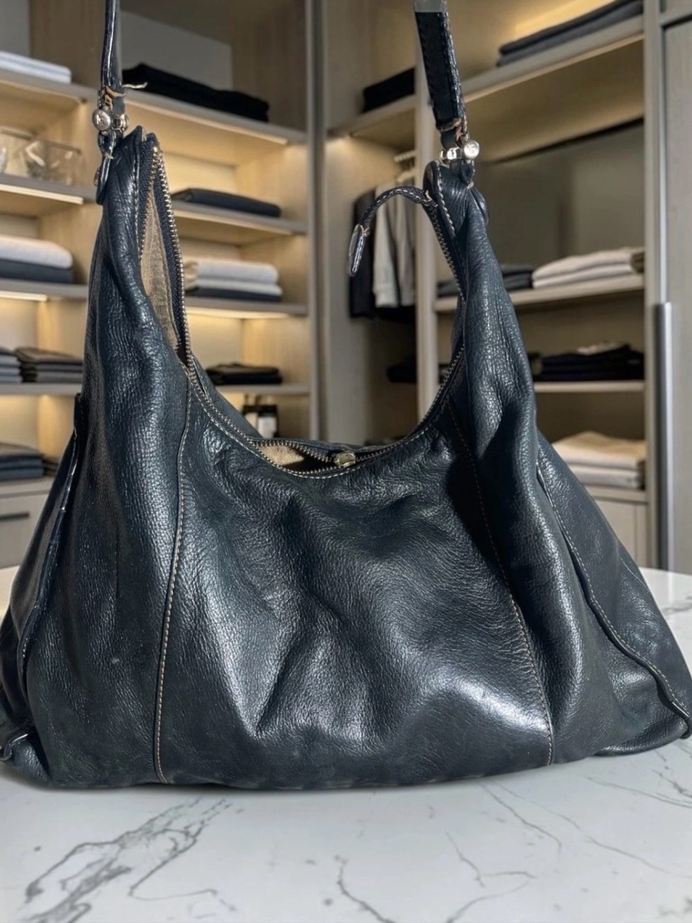 Liz Claiborne Black Leather Shoulder Hobo